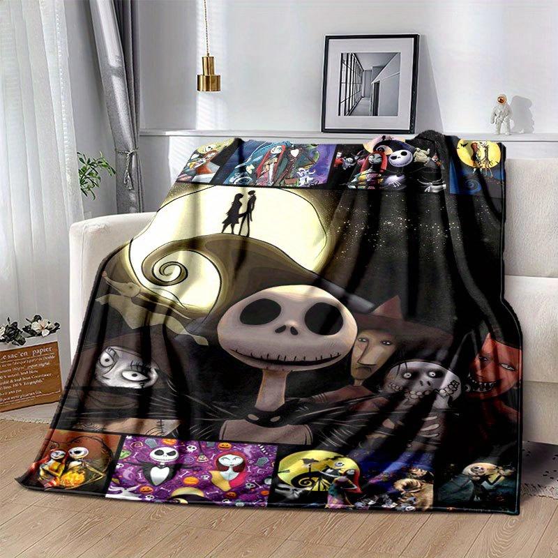 1pc Jack Skellington Printing Flannel Blanket Ideal for Travel Sofa Beds and Home Decor Ideal Birthday or Holiday Gift Available for All Sea