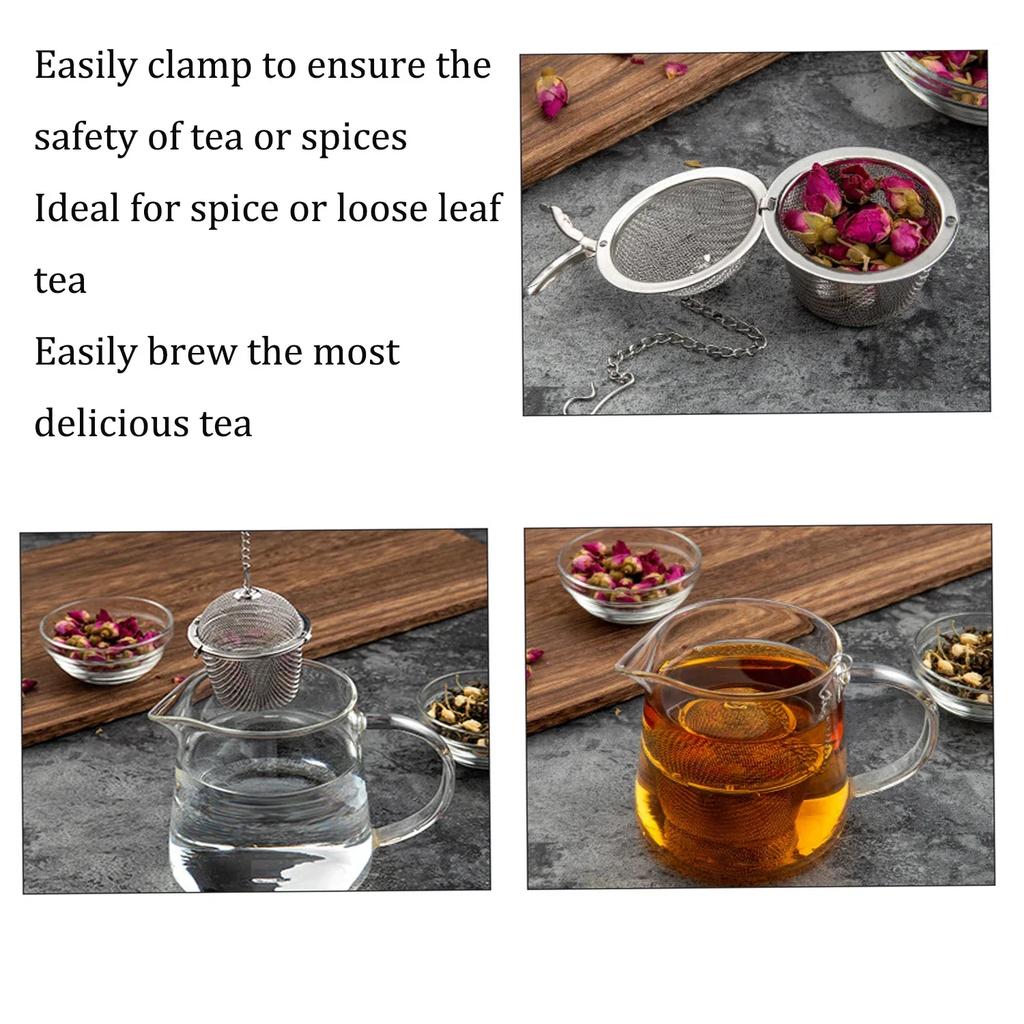 1-3pcs Tea Spice Strainer Seasoning Ball Mesh Herbal Ball Stainlesss Steel Teakettle Locking Tea Filter Reusable Diameter 4.5cm