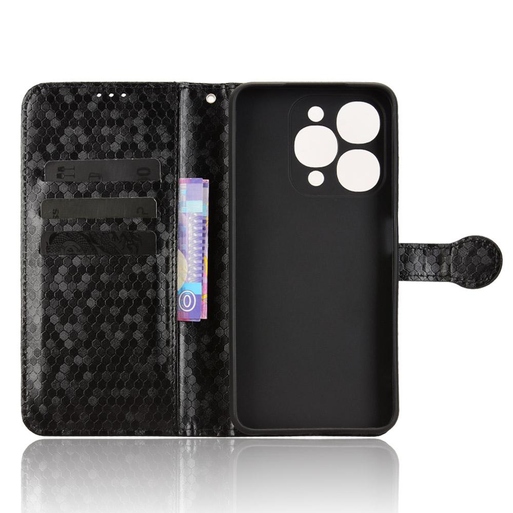 For itel A90 4G Wallet Case Dot Pattern Imprint PU Leather Phone Cover with Wrist Strap