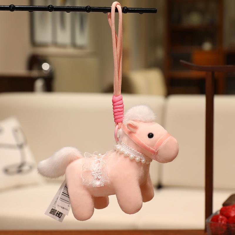 15cm Chinese Style Exquisite Pony Plush Toy Lucky Horse Pendant Keychain Home Car Decor High Quality Kid New Year Gift