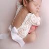 Мягкий кружевной комбинезон с бантом для новорожденных девочек, повязка на голову с цветком, реквизит для фотосъемки