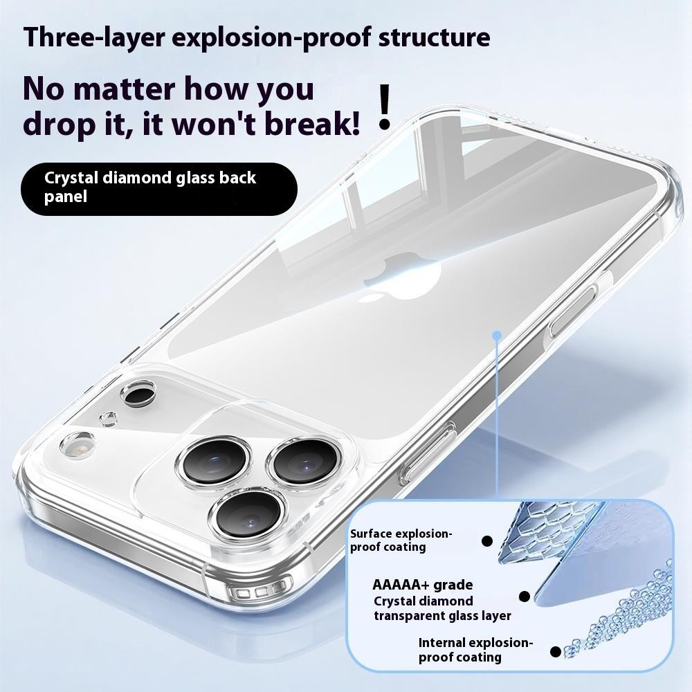 For iPhone 17 Pro Max Case Air Cushion TPU+Glass Back Shockproof Phone Cover