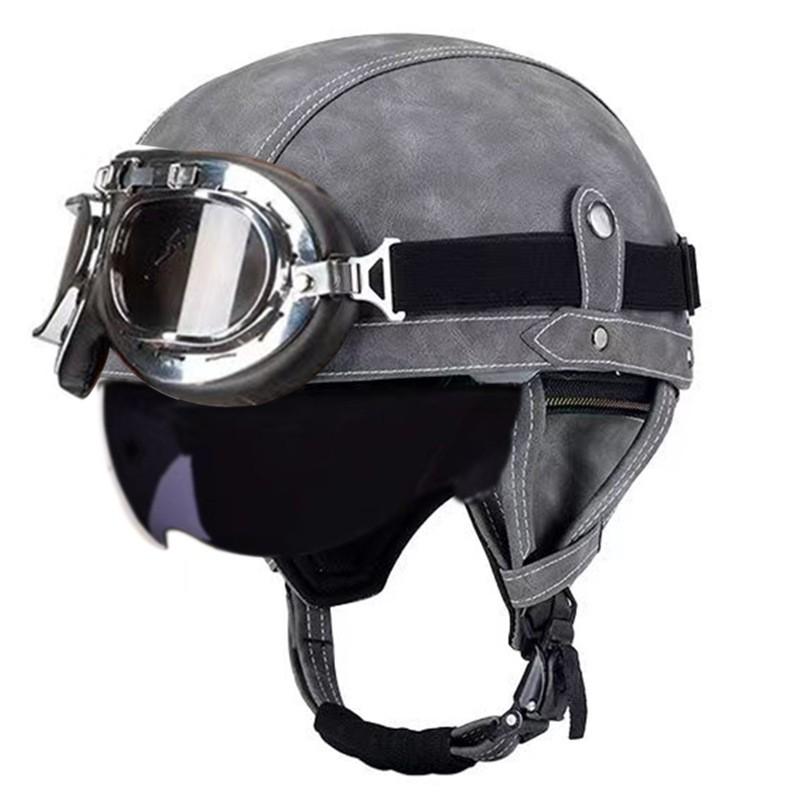 Vintage-Style Open Face Motorcycle Helmet Adults Unisex ABS Half With 3C Certification