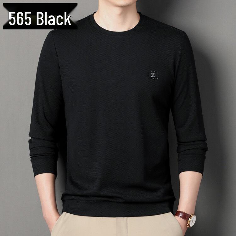 Мужское поло из хлопка в полоску на осень - С длинным рукавом, отложным воротником, дышащее, повседневная деловая рубашка