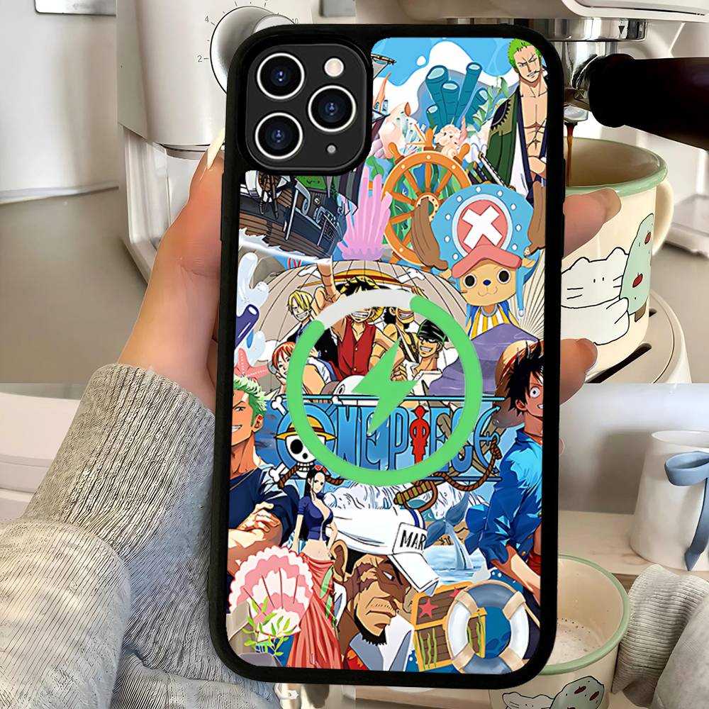 Cartoon Ones P-Piece Luffys-Ace Magnetic Matte Phone Case For IPhone 16 17 15 14 13 12 11 For Magsafe Wireless Charge Cover