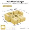 Modular Two-Seater Sofa with Two Stools, Without Struts, 32D High-Density Foam, Deep Seat, Soft Fabric, Ideal for Living Room and Apartment, Yellow.