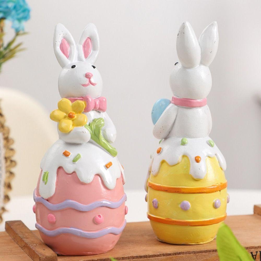 Cute Bunny Easter Rabbit Figurines Nordic Style Sweater Rabbit Ornament Easter Eggs Ornament Home