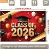 2D Фотозона для выпускного 2026 года Красные и Золотые Шары и Конфетти Вечеринка Фон