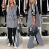 Autumn/Winter 2024 Patchwork Double-Breasted Long Sleeve Suit Set - Casual Loose Two-Piece Ensemble.