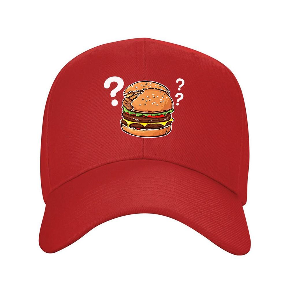Confused Double Burger Question Mark Baseball Cap Polyester Adjustable Outdoor Golf Unisex Cap