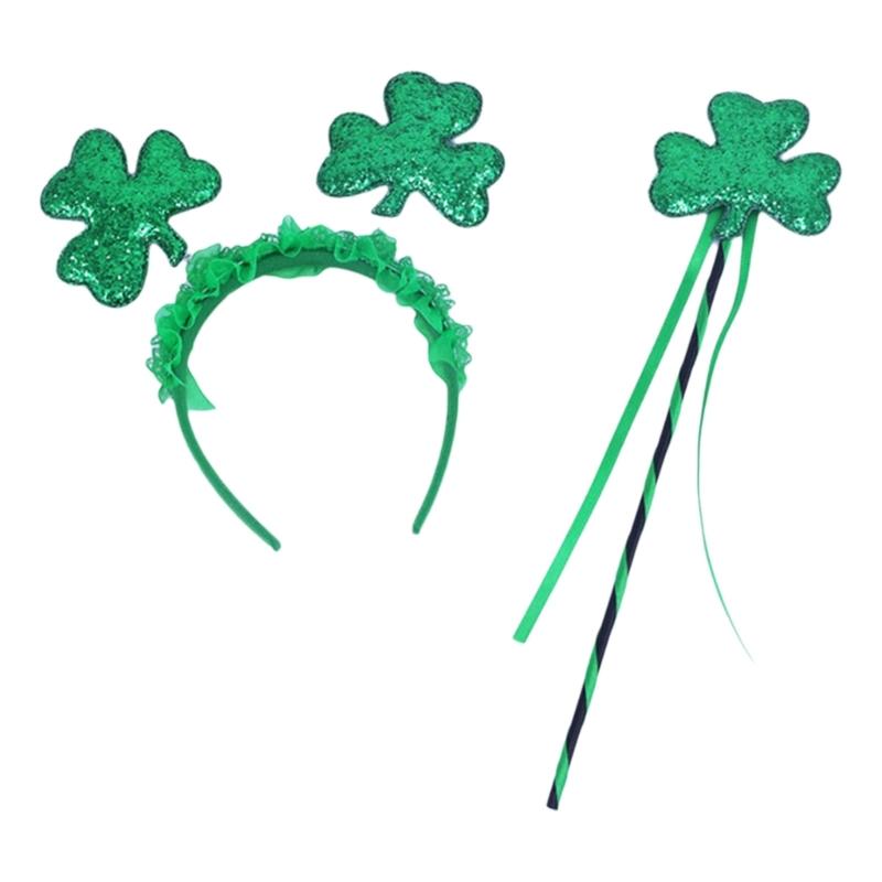 Irish Leprechaun Headband Party Costume Glitter Shamrock Party Karaoke Photo Props Party Blingbling Hair Hoop Nightclub