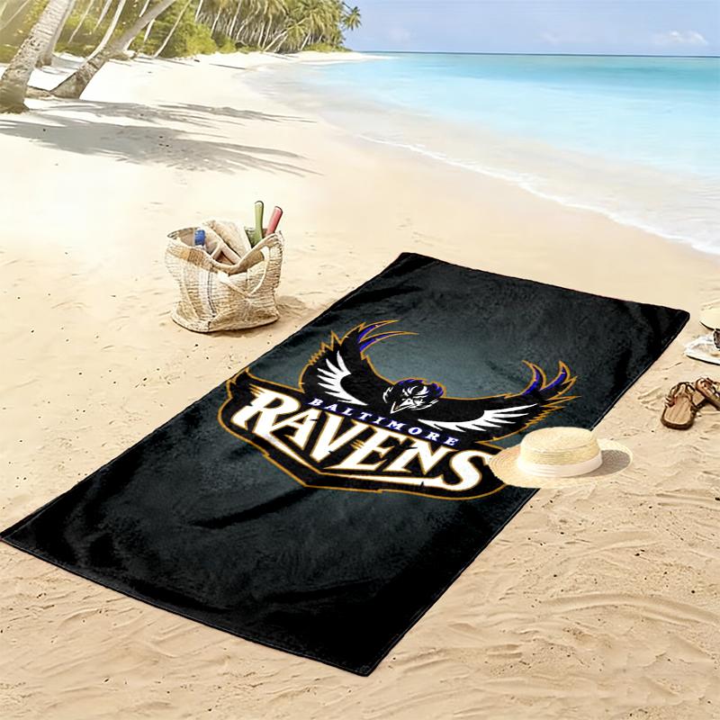 Baltimore Ravens Print Beach Towel, Large Soft Quick Dry Towel for Beach Camping Swimming