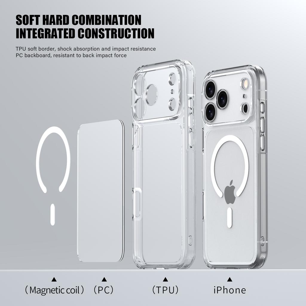 For iPhone 17 Pro Max Case Compatible with MagSafe Precise Cutouts TPU+PC Clear Phone Back Cover