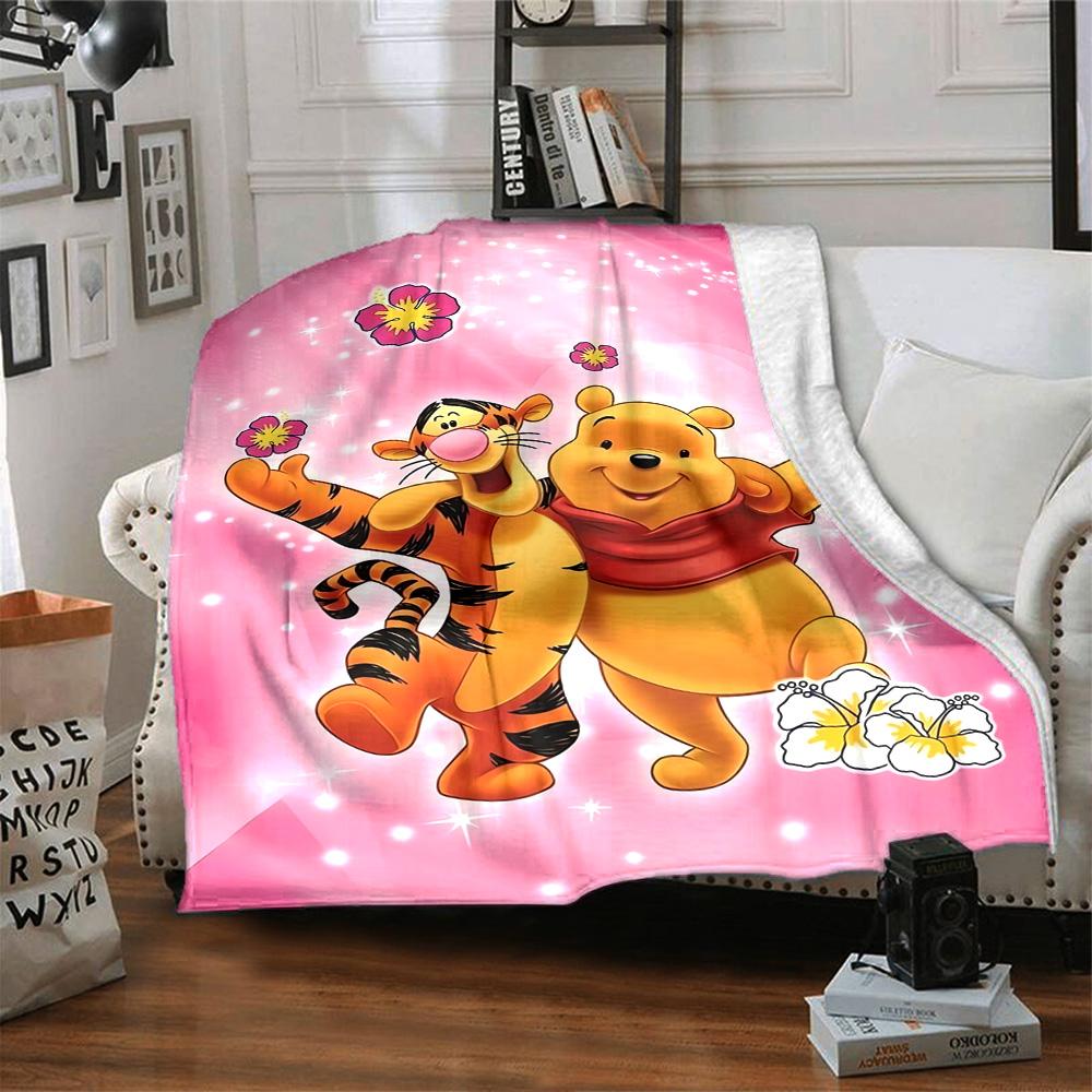 Piglet Tigger Pink Flannel Blanket Super Soft Warm Cozy Blanket For Sofa Bed Office Travel Allseason Home Decor Gift