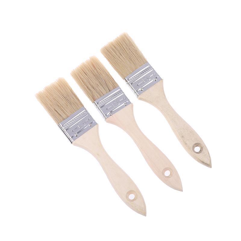 3Pcs Paint Brush Wooden Handle Bbq Brush Soft Hair Painting Brushes For Wall And Furniture Paint Tool Set