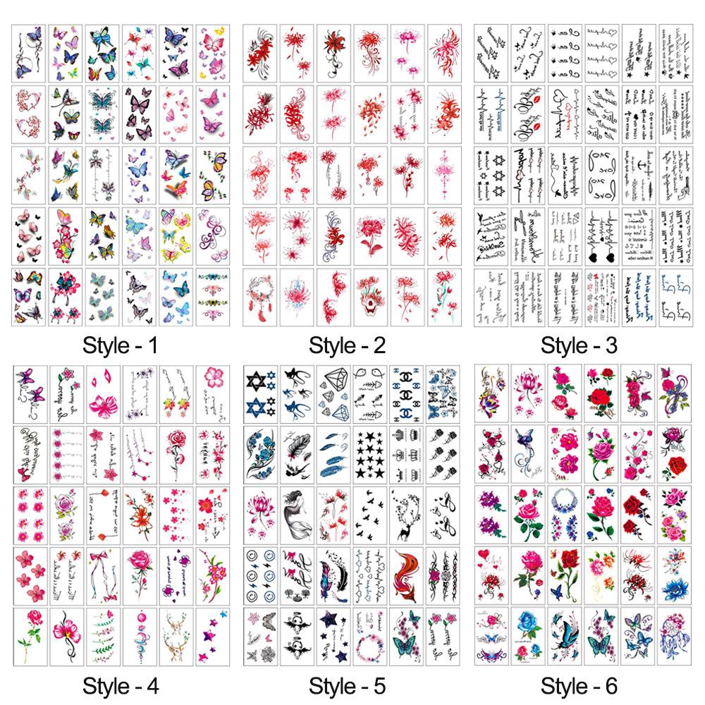 30 шт./компл. стойкие травяные цветные рисунки поддельные татуировки наклейки временные татуировки наклейки для тела