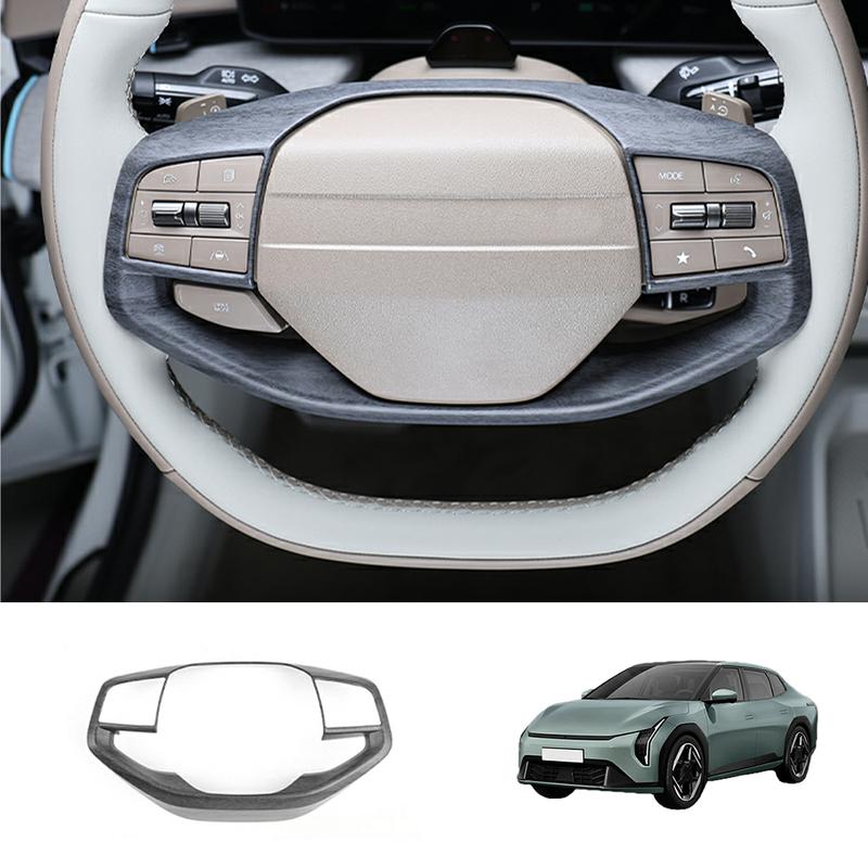 For Kia EV4 2025 2026 Wood Grain Car Steering Wheel Switch Button Cover Panel Frame Trim Accessories