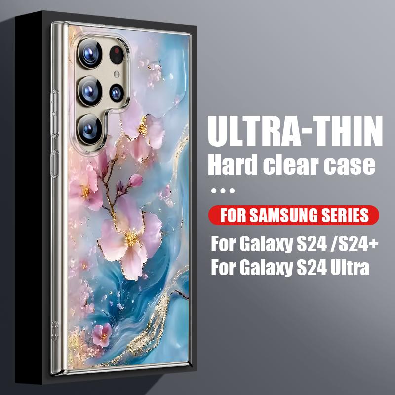 Прозрачный чехол с узором «Мраморный цветок» для Samsung Galaxy S26 S25 S24 S23 Ultra S22 Plus S25 FE A56 A36 A26 A55 A54 A15 5G