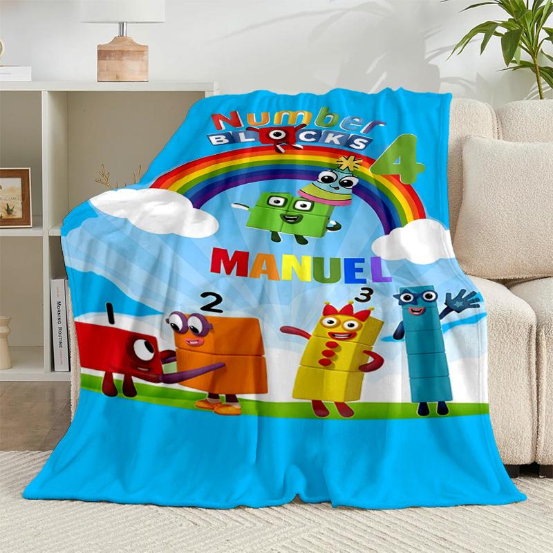 1PC Number-Blocks Adventure Flannel Blanket Gift, Suitable for Both Men And Women, Soft Ideal for Beds And Sofa, Birthday Or Christmas Gift