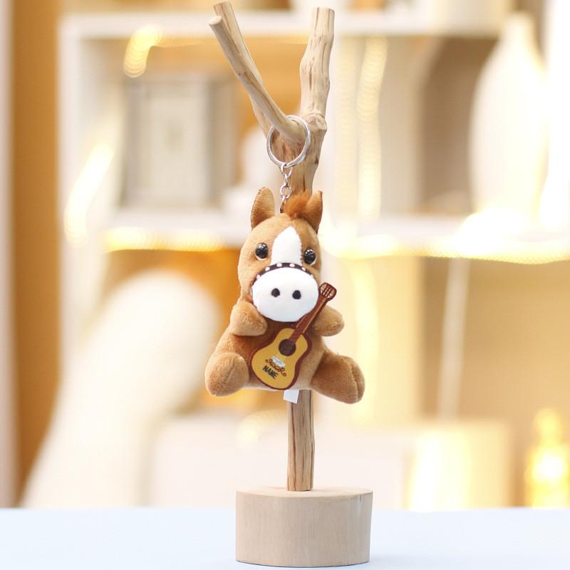 Plush Mini Pony Keychain Animal Keyring With Guitar For Girls Gift And Bag Decor