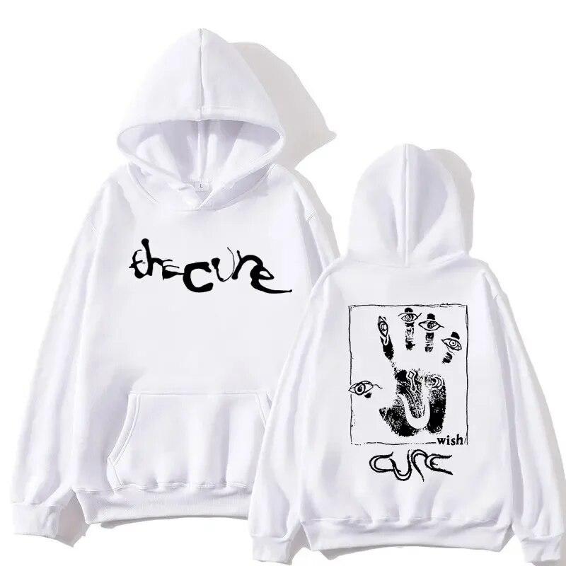 90S Rock Band The Cure Wish Print Hoodies Unisex Women Fashion Sweatshirt Harajuku Oversized Gothic Hip Hop Fleece Pullover Hoodie