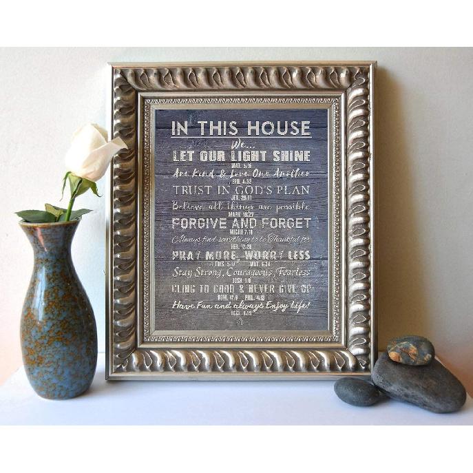 In This House Photo Print, Christian Bible Verse Family Rules Art, Scripture pirational Wall and Home Decor Poster, Unframed, Housewarming Gift, 8x10
