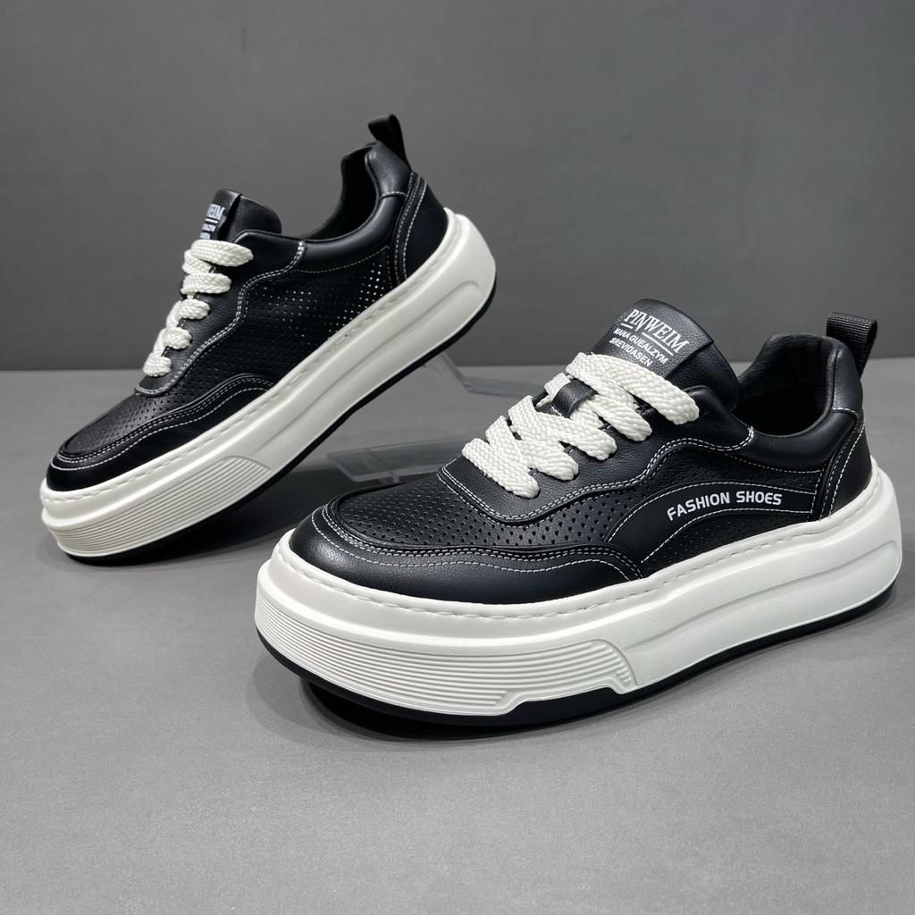 Spring and summer punching boys thick-soled youth breathable casual shoes round head hollow board shoes