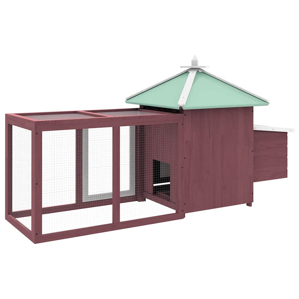Chicken Coop with Nesting Box Mocha 190 x 72 x 102 cm Pine Solid Wood