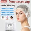 100 Pcs Disposable Hair Head Cover Cap Net Non Woven Cap Universal Size Fluffy Hair Net Cap