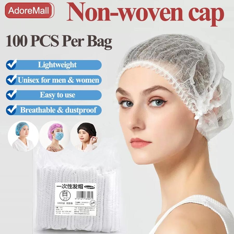 100pcs/Pack Disposable Hair Head Covers Net Bouffant Dustproof Anti Dust Caps Breathable Shower Hats