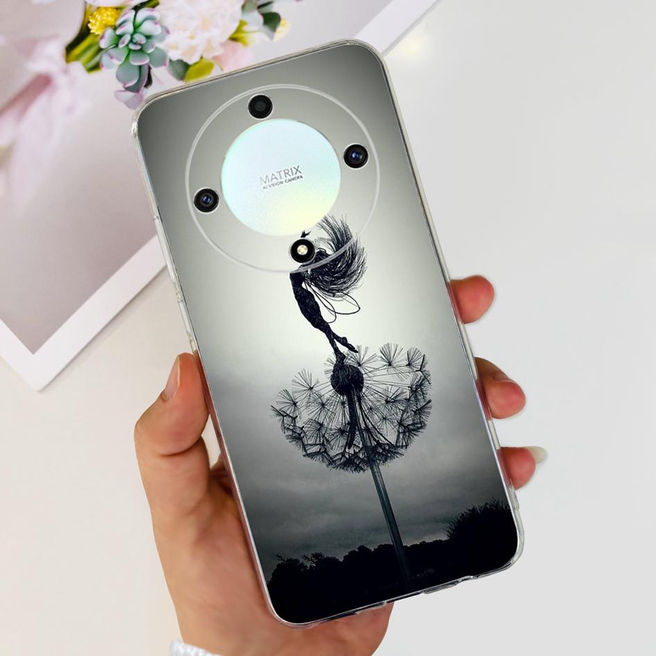 Чехол для Honor X9b 5G ALI-NX1 Популярный Цветок Мягкий Прозрачный Силиконовый TPU Чехол для Honor X9a RMO-NX1 HonorX9 ANY-NX1 Ударопрочный Funda