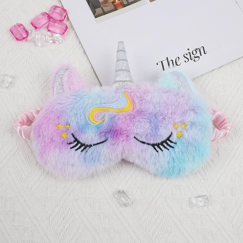 Unicorn Cartoon Plush Sleeping Eye Mask for Girls and Kids