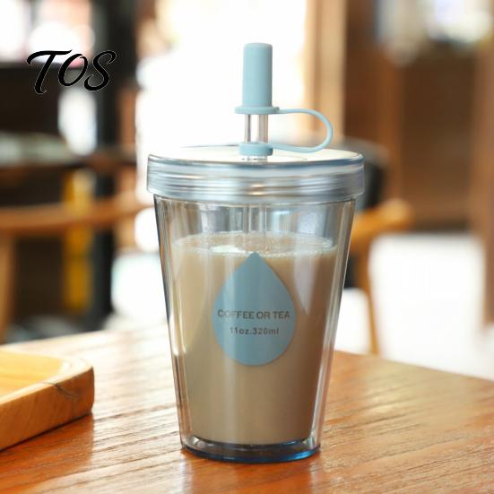 Portable Travel Tumbler with Dual Ports Drinking Straw Cup, Leak-proof PC Water Bottle, Durable Plastic Cup Anti-fall for Students And Office Use Back