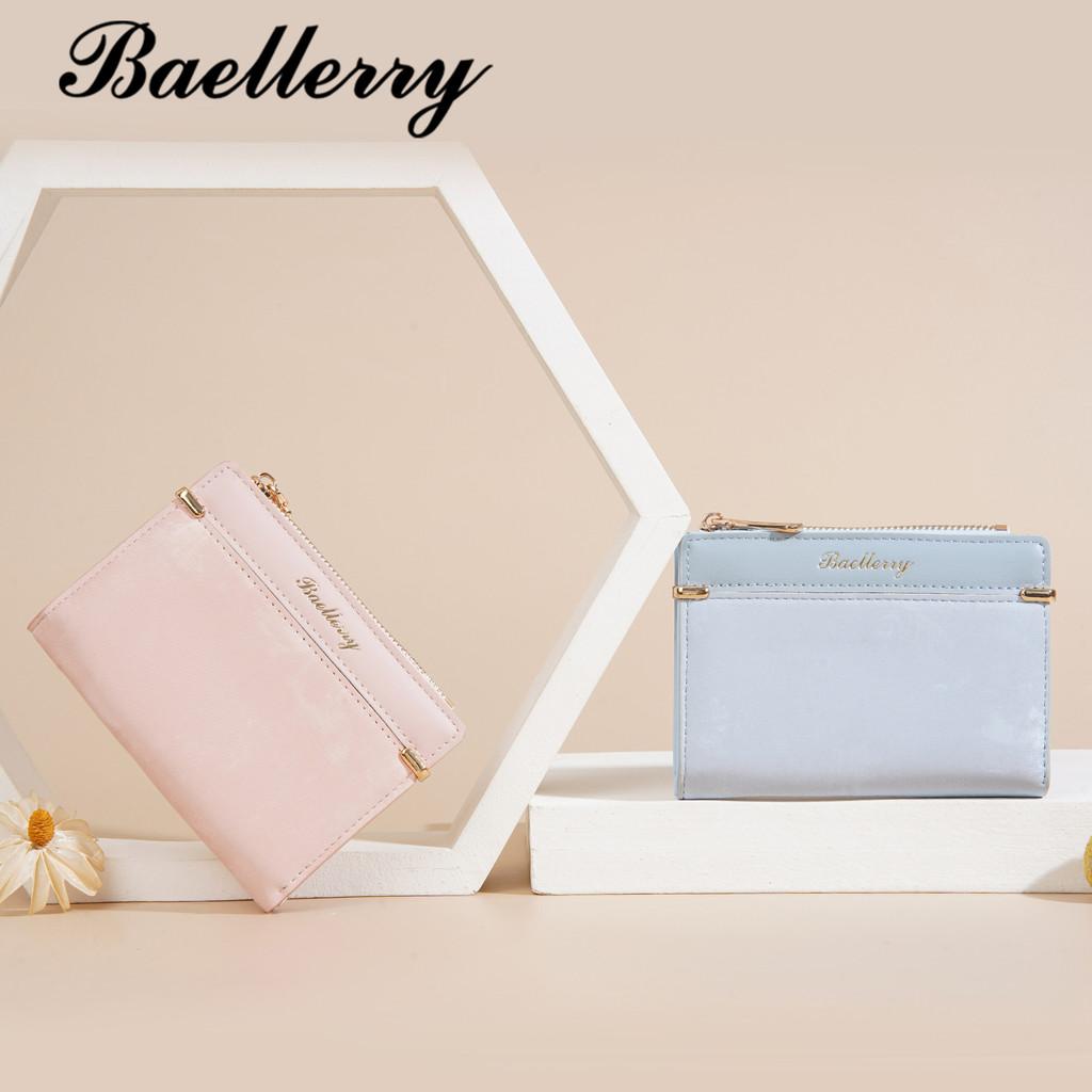 Ladies Wallet Card Wallet With Solid Color Letter Printed And Two Fold Design Pu Material For Daily Use