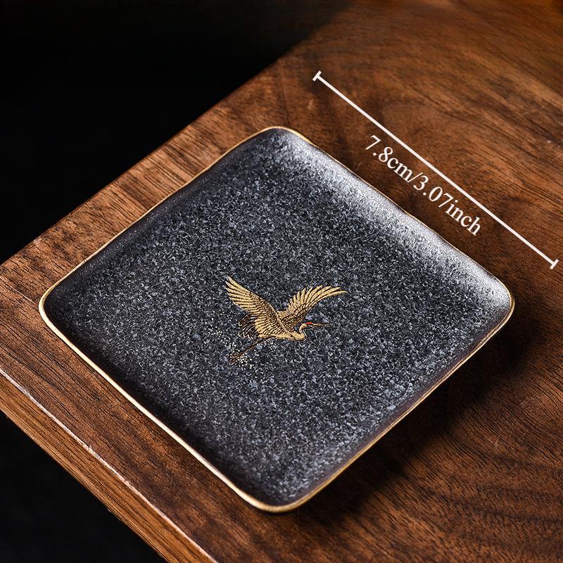 Креативный керамический коврик для чашки чая, золотой противоскользящий чайный столик, изолированный держатель для чашки, аксессуары для чайной церемонии кунг-фу