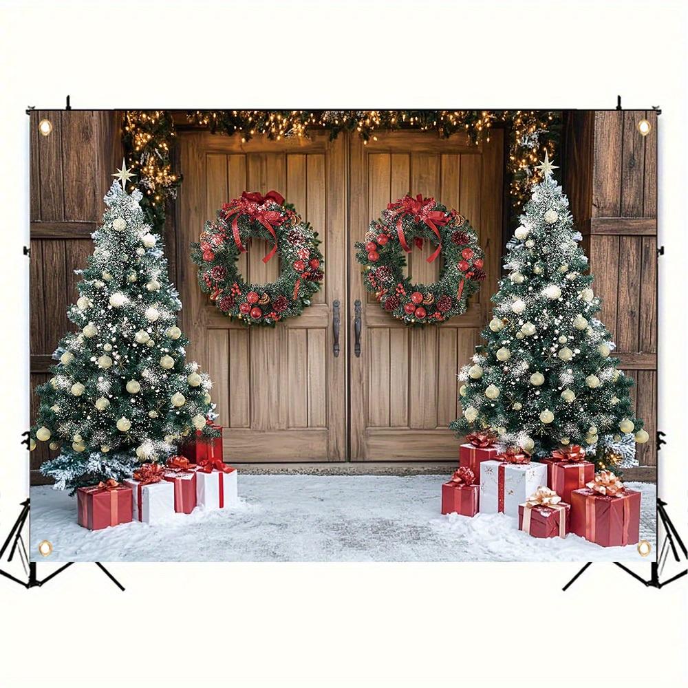 1 piece Christmas wreath style banner - heavy snow scenery winter fairyland door decoration Christmas background cloth