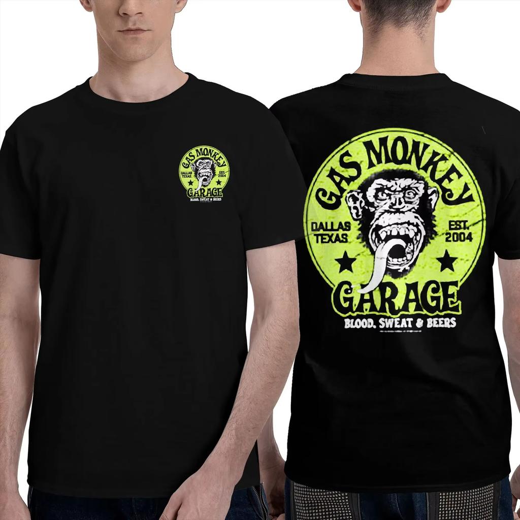 Новая хлопковая футболка с принтом Gas Monkeys Garage для женщин и мужчин, двусторонняя, летняя, с коротким рукавом, с круглым вырезом, 2026, уличная одежда, хлопковый топ...