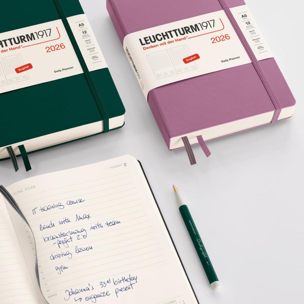 Планировщик Leuchtturm 2026, начало с января, A5, ежедневная заправка чернилами, 372777, официально импортирован