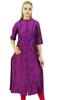 Women's Straight Magenta Dupion Kurti With Band Collar Casual