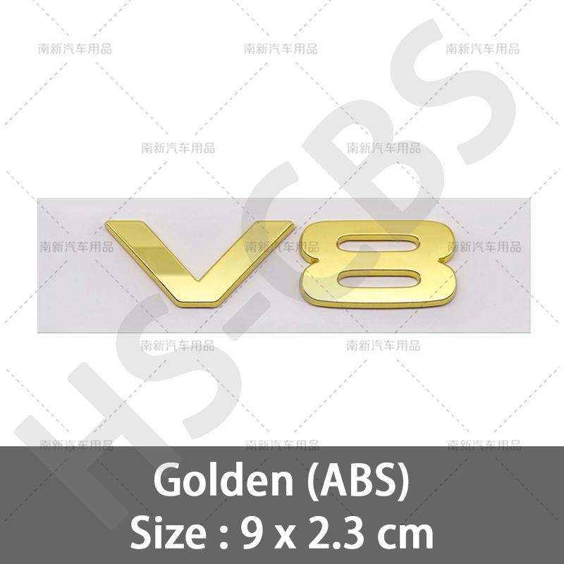 3D ABS Car Engine Displacement Logo V8 Letter Embelm Rear Trunk Badge Auto Tailgate Stickers