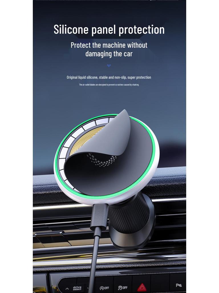 T50 Magnetic Car Phone Holder with Wireless Charging and Adjustable Navigation
