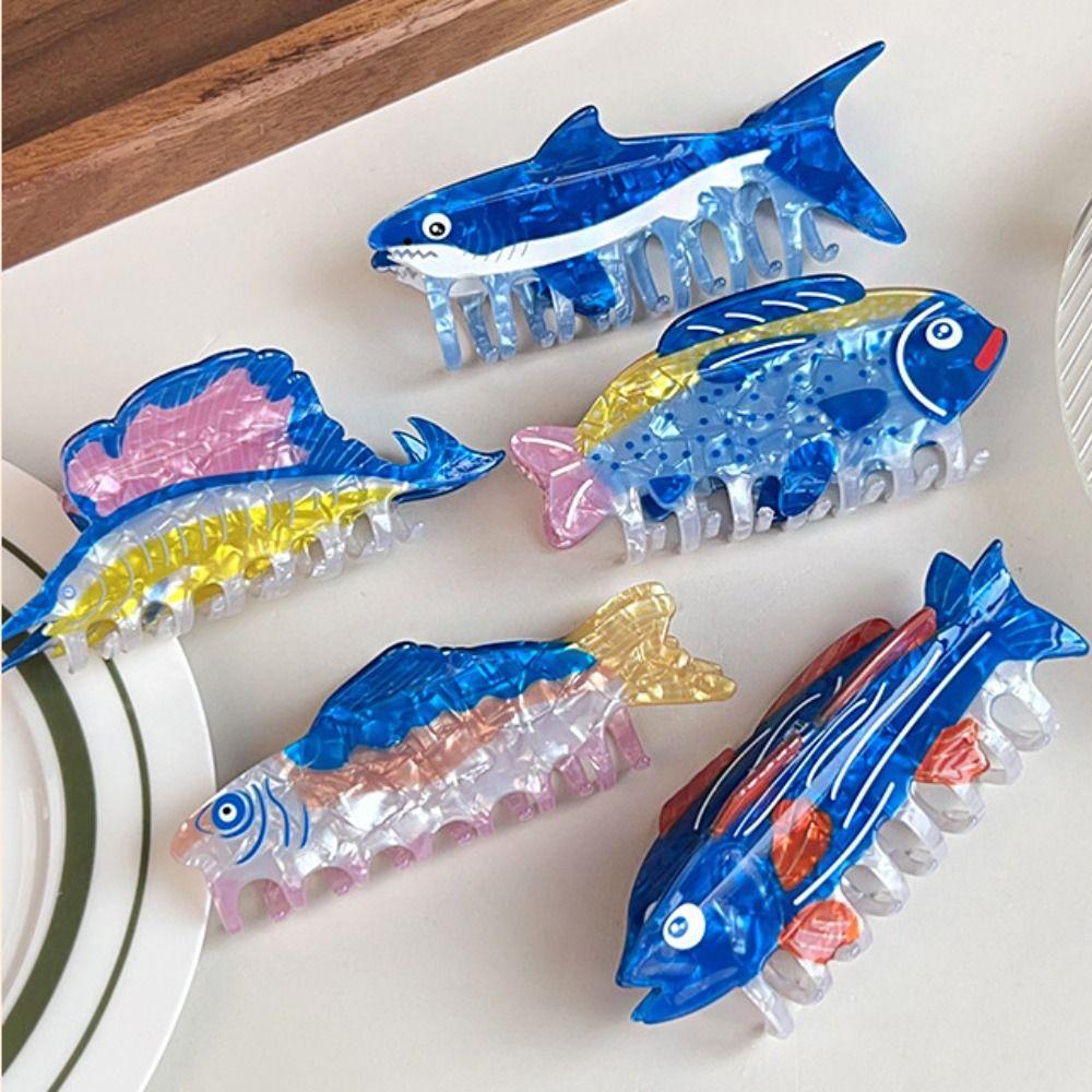 Goldfish Ocean Animal Hair Claw Pvc Fish Grab Clip Creative Marine Life Fish Hair Clip Streetwear
