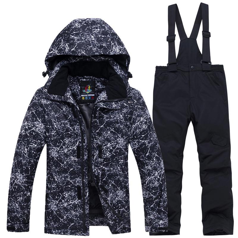 Boy's Girl Camouflage Ski Set Windproof Warm Waterproof Outdoor Thickened Single Board Ski Jacket Pants