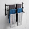 Promotion!Three Stagger Layers Towel Holder Bars Towel Rack Bathroom Accessories Set 304 Stainless Steel Matte Black