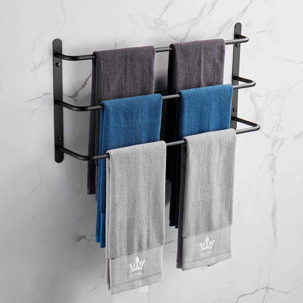 Promotion!Three Stagger Layers Towel Holder Bars Towel Rack Bathroom Accessories Set 304 Stainless Steel Matte Black