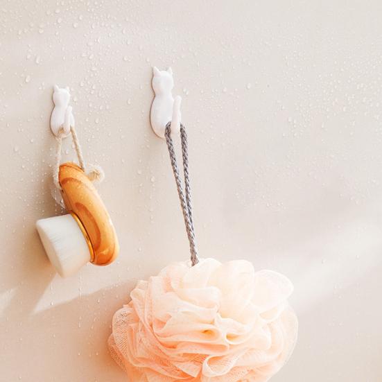 2 шт. настенных крючка для хранения в форме кошки, прочные, несущие нагрузку, самоклеящиеся крючки для хранения одежды на кухне, хозяйственные принадлежности