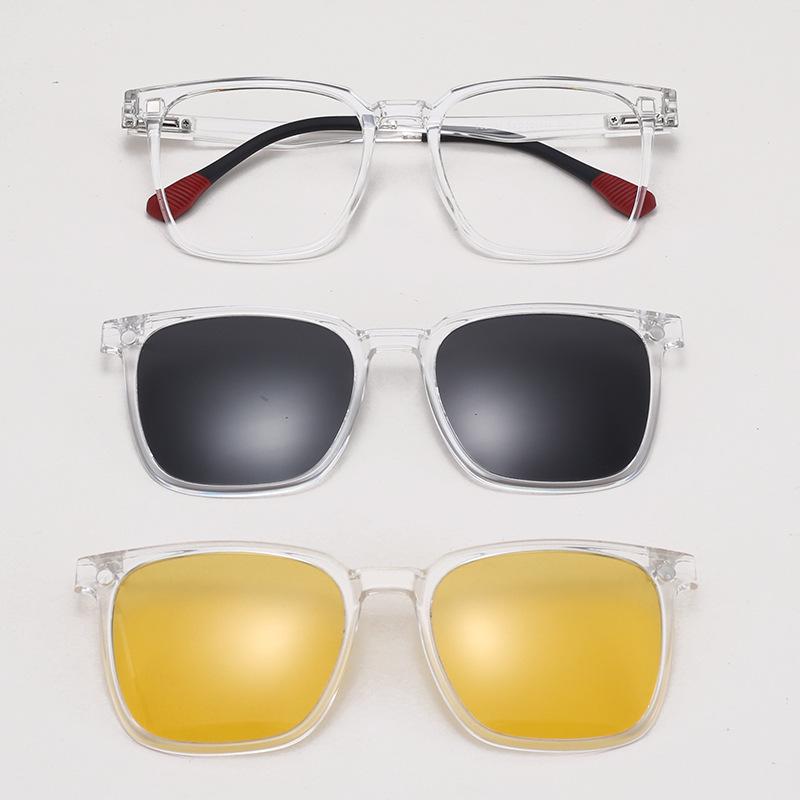 TJ2190 Unisex Three-in-One Magnetic Polarized Clip-on Sunglasses Set