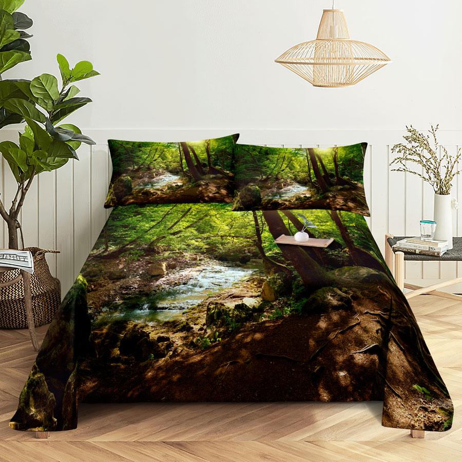 Comforter Scene Bed Sheet And Bedding Linens Queen King Double Size 220X240 Trees For Bedroom Soft Twin Full Single