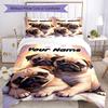 3PC Custom Name Pug Dogs Heart Background Bedding Set Printed Bedding Set Duvet Cover Closure Includes 1 Duvet Cover & 2 Pillowcases for All Seasons B