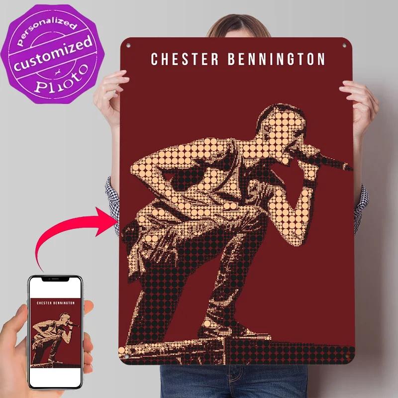 Chester Bennington D Printed Texture Poster Personalized Wall Art Retro Metal Tin Signs for Modern Home Decoration Luxury House